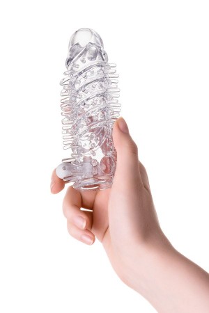 Ucu Dolgulu Titreşimli Tırtıklı 13.4cm Penis Kılıfı