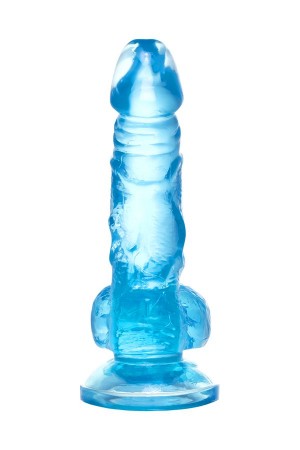 Şeffaf Mavi Testisli Vantuzlu 16cm Yumuşak Jel Dildo