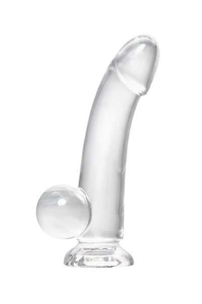 Kristal Pürüzsüz Yüzeyli Şeffaf Silikon Vantuzlu Testisli 15cm Dildo