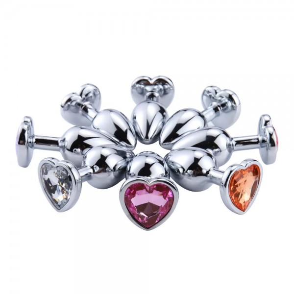 Backpart Paslanmaz Çelik Metal Kalpli Taşlı Anal Tıkaç (Plug) - Small