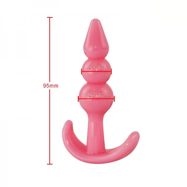 Backpart 3 Boğumlu Silikon Anal Tıkaç - Pembe