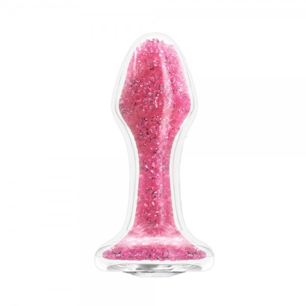 Backpart Yıldız Tozu İçi Kristalli Cam Anal Tıkaç - Pembe